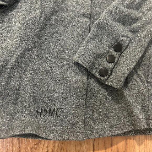 Harley Davidson Womens S Grey Asymmetric Cowl Neck Cardigan Biker - Picture 2 of 4